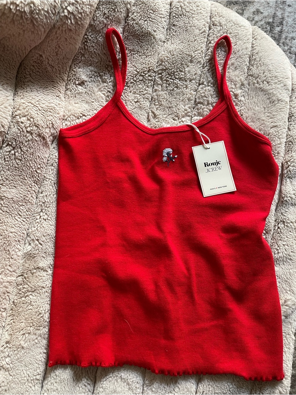 J. Crew Red Ribbed Spaghetti-Strap Camisole